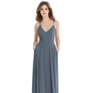 Dessy bridesmaid dress, blue, silverstone, gray